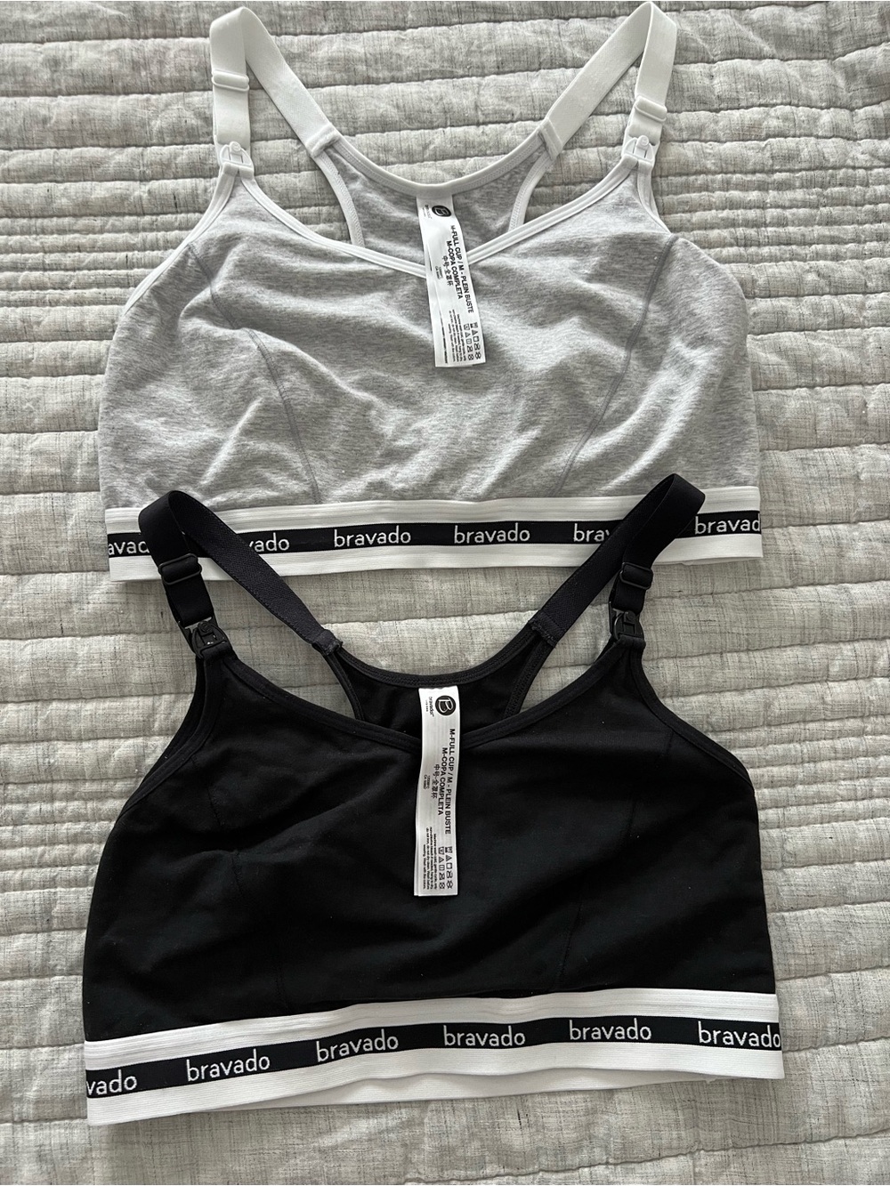 Bravado Nursing Bralettes Set in Black and Light Gray
